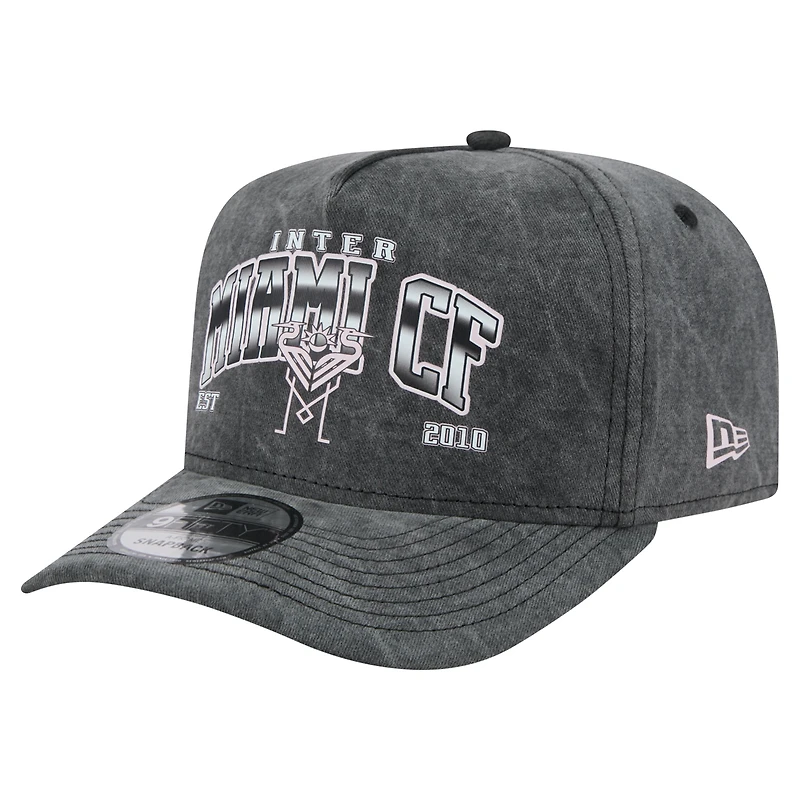 Casquette ajustable New Era noire Inter Miami CF délavée 9FIFTY A-Frame pour homme