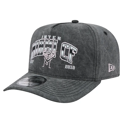 Casquette ajustable New Era noire Inter Miami CF délavée 9FIFTY A-Frame pour homme