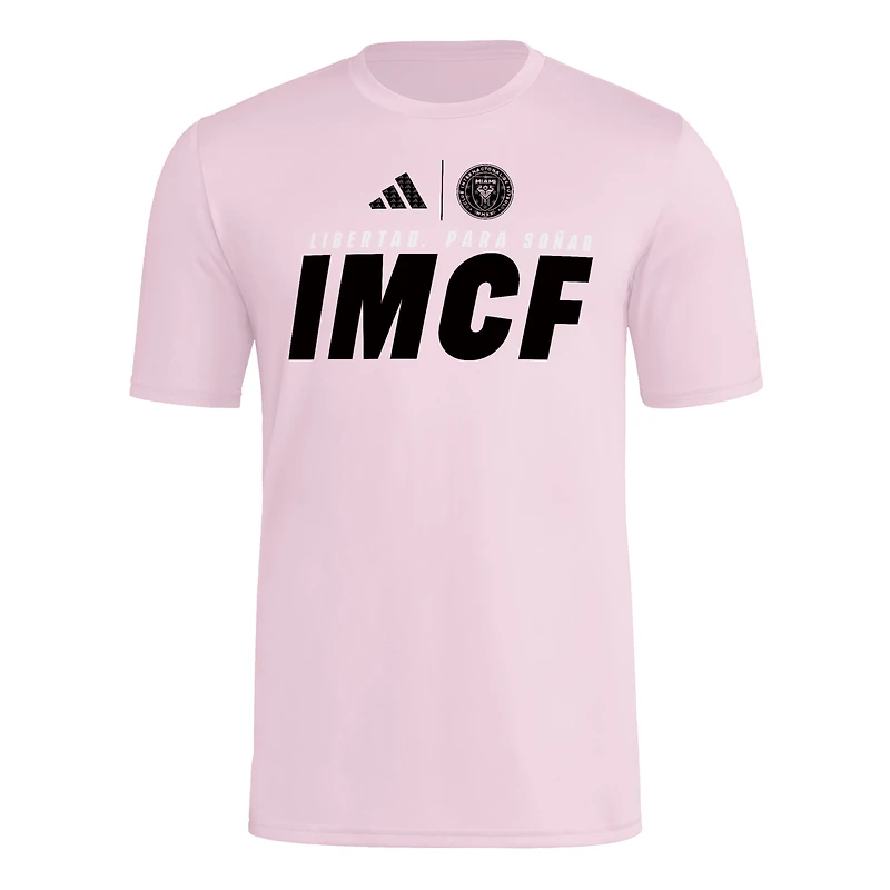 T-shirt adidas rose clair pour homme, pré-match de la Coupe du monde des clubs Inter Miami CF 2025