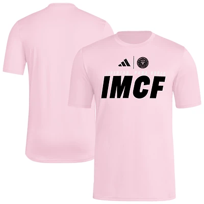T-shirt adidas rose clair pour homme, pré-match de la Coupe du monde des clubs Inter Miami CF 2025