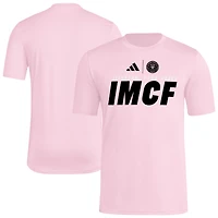 T-shirt adidas rose clair pour homme, pré-match de la Coupe du monde des clubs Inter Miami CF 2025