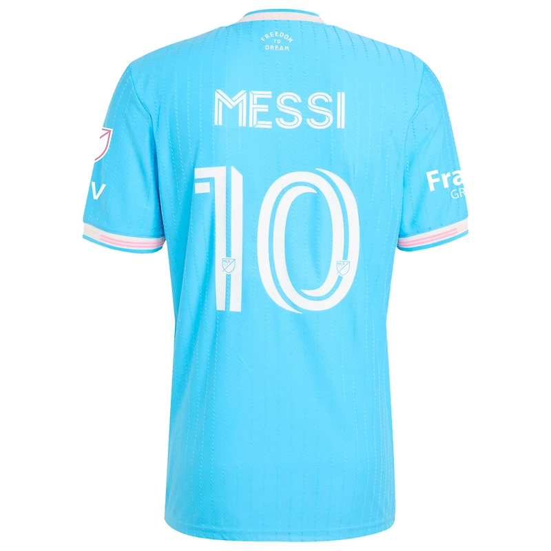 Maillot de joueur authentique Inter Miami CF 2025 bleu adidas Originals Lionel Messi pour homme