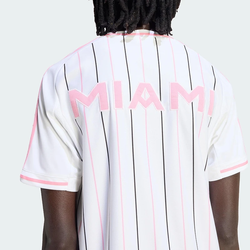 Men's adidas Originals White Inter Miami CF Full-Button Baseball Shirt