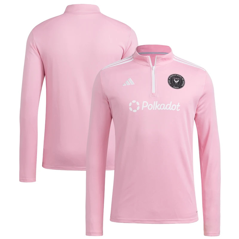Men's adidas Pink Inter Miami CF 2025 Quarter-Zip Long Sleeve Training Top