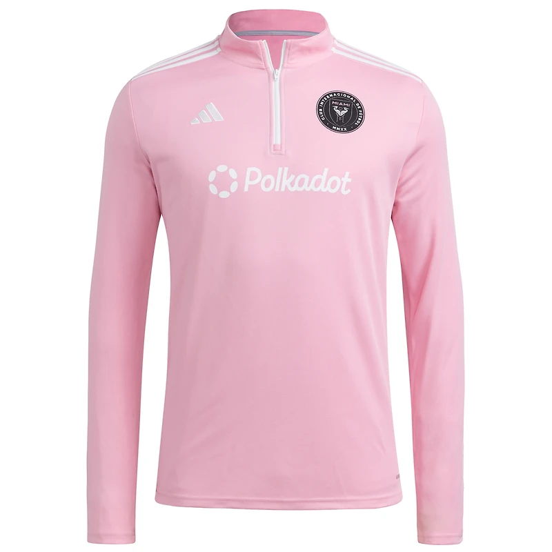 Men's adidas Pink Inter Miami CF 2025 Quarter-Zip Long Sleeve Training Top