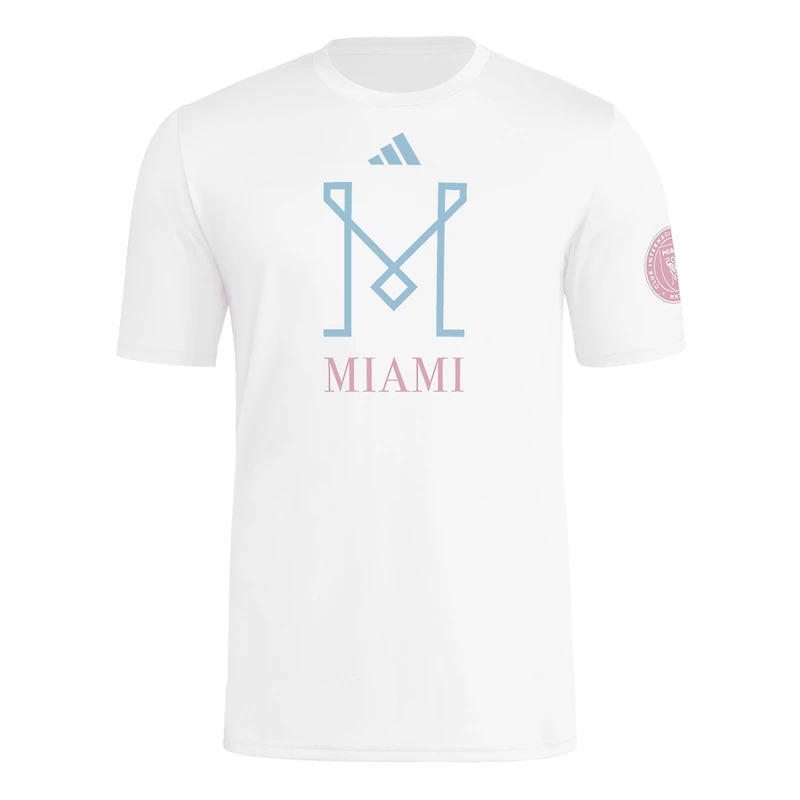 T-shirt adidas blanc pour homme, collection archives Inter Miami CF 2025