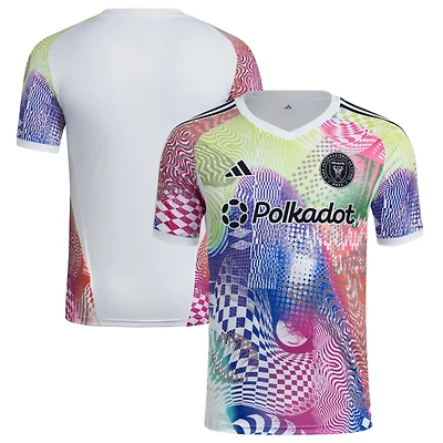 Haut d'avant-match adidas blanc Inter Miami CF 2025 Pride pour homme