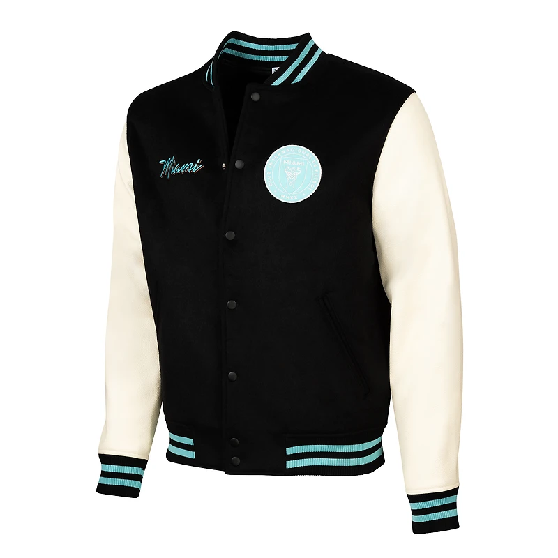 Blouson universitaire noir entièrement zippé Inter Miami CF 2024 pour homme