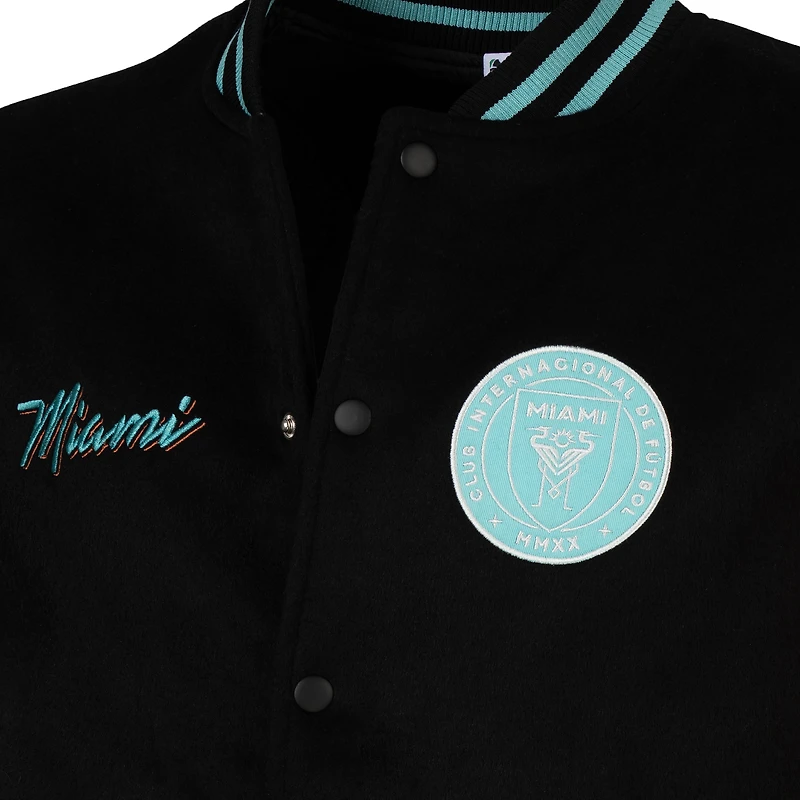 Blouson universitaire noir entièrement zippé Inter Miami CF 2024 pour homme