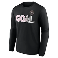 Men's Black Inter Miami CF Goal Custom Long Sleeve T-Shirt