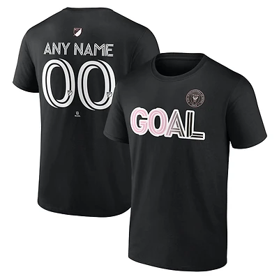 Men's Black Inter Miami CF Goal Custom T-Shirt