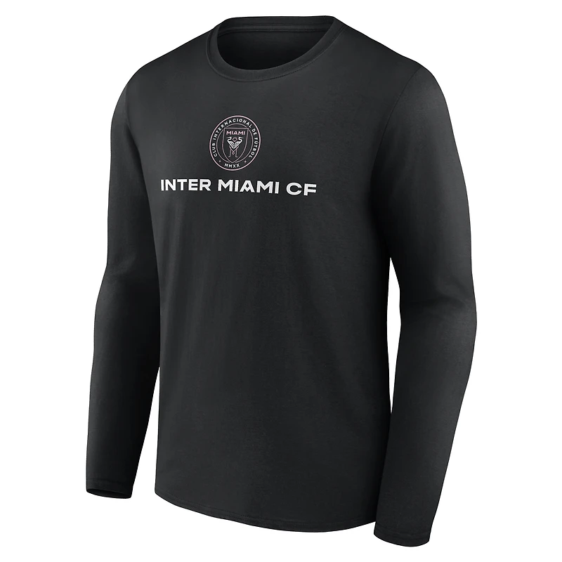 T-shirt à manches longues noir pour homme avec logo officiel de l'Inter Miami CF