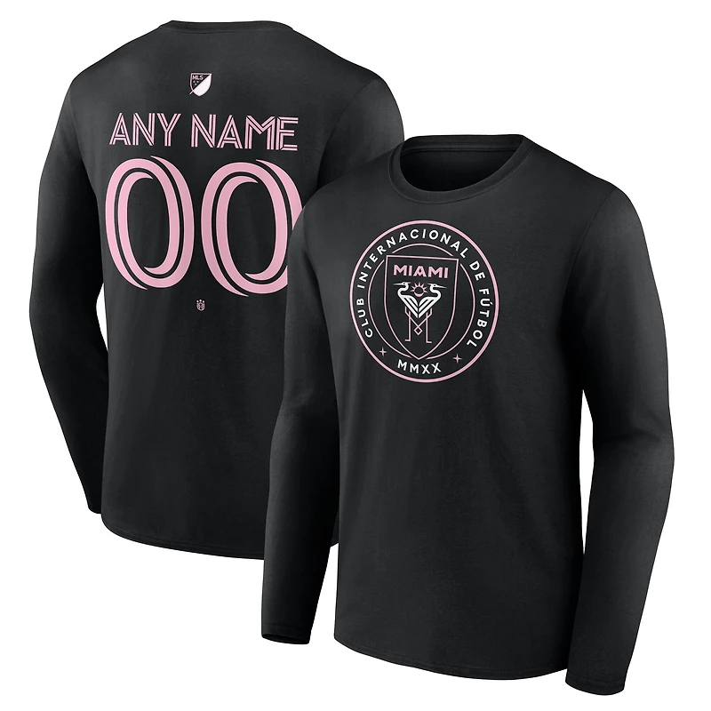 T-shirt à manches longues personnalisé noir pour homme Inter Miami CF Team Authentic