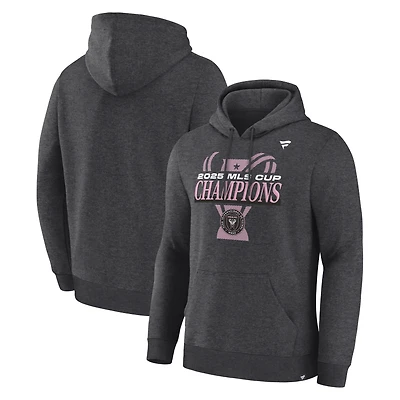 Men's Fanatics  Heather Charcoal Inter Miami CF 2025 MLS Cup Champions Locker Room Hoodie