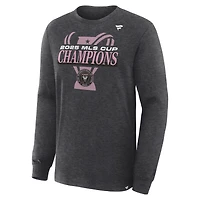 Men's Fanatics  Heather Charcoal Inter Miami CF 2025 MLS Cup Champions Locker Room Long Sleeve T-Shirt