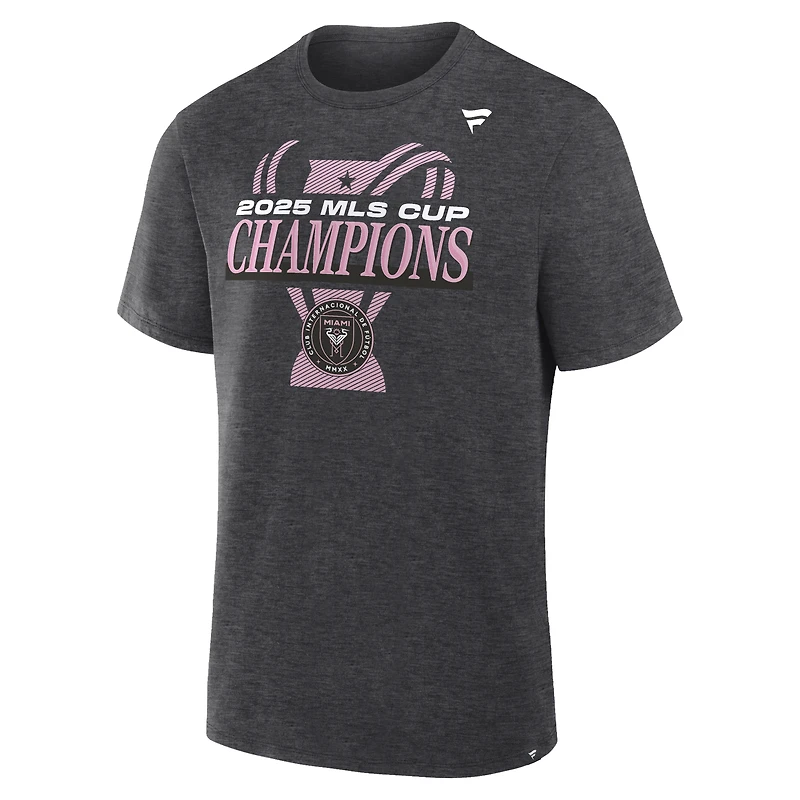 Men's Fanatics  Heather Charcoal Inter Miami CF 2025 MLS Cup Champions Locker Room T-Shirt