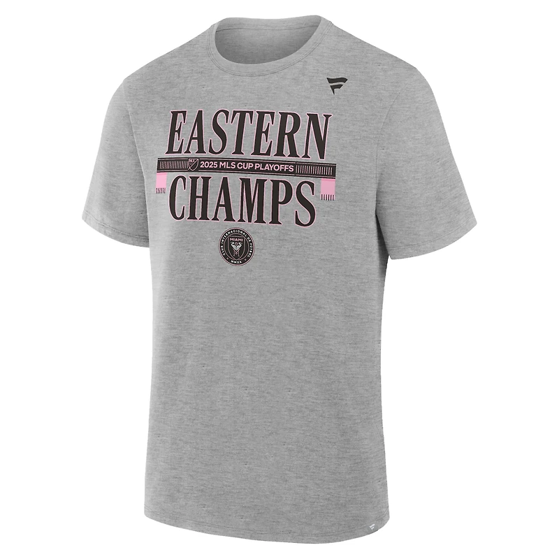Men's Fanatics  Heather Gray Inter Miami CF 2025 MLS Eastern Conference Champions Locker Room T-Shirt