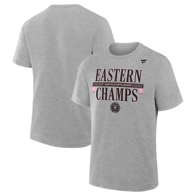 Men's Fanatics  Heather Gray Inter Miami CF 2025 MLS Eastern Conference Champions Locker Room T-Shirt