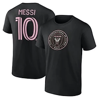 Men's Lionel Messi Black Inter Miami CF Authentic Stack Name & Number T-Shirt