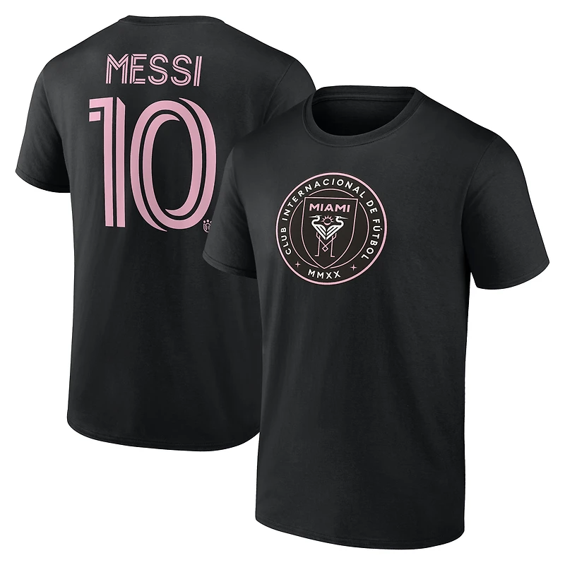 T-shirt noir authentique Lionel Messi Inter Miami CF avec nom et numéro