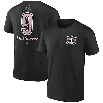 Men's Luis Suarez Black Inter Miami CF 2025 MLS Cup Champions Name & Number T-Shirt