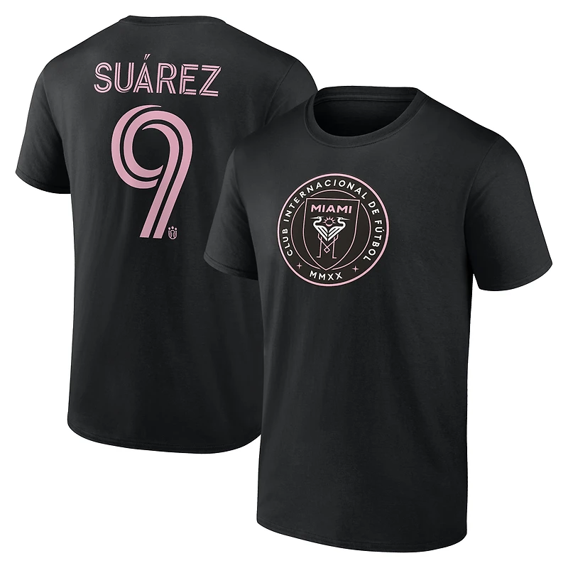 Men's Luis Suarez Black Inter Miami CF Authentic Stack Name & Number T-Shirt