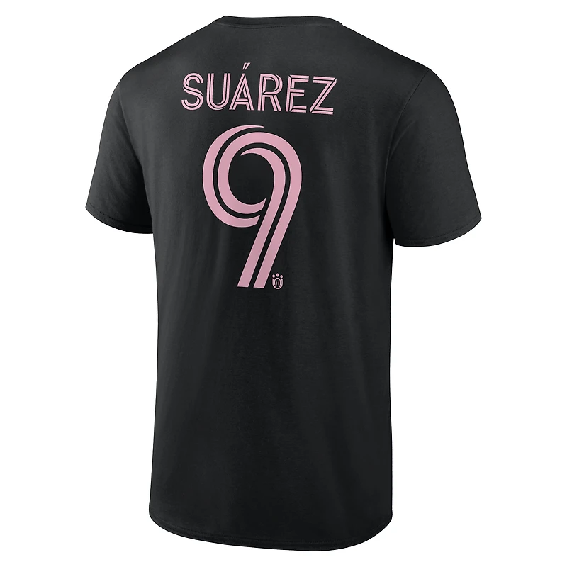 Men's Luis Suarez Black Inter Miami CF Authentic Stack Name & Number T-Shirt