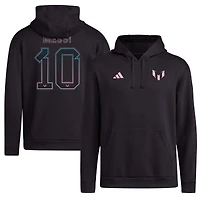 Sweat à capuche noir en molleton avec nom et numéro Messi x adidas pour homme