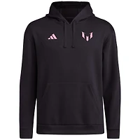 Sweat à capuche noir en molleton avec nom et numéro Messi x adidas pour homme