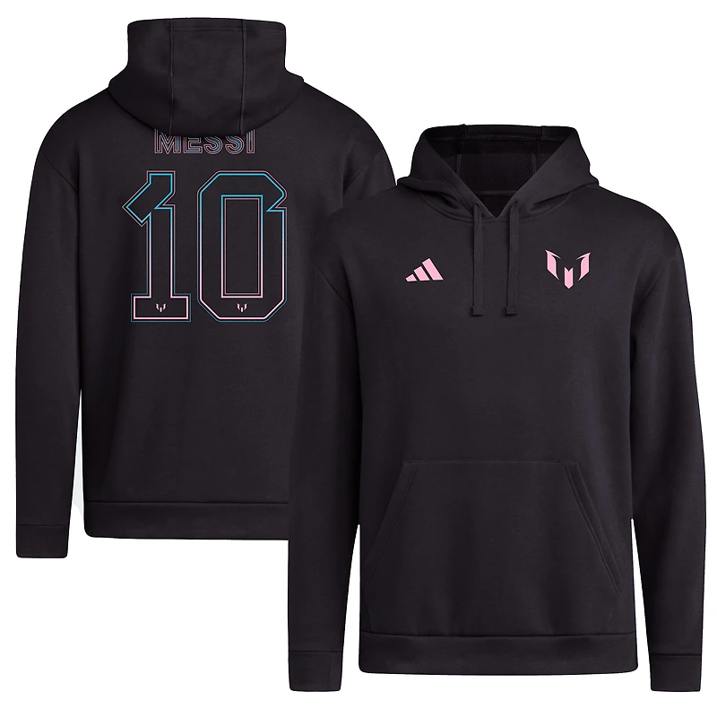 Sweat à capuche noir en molleton avec nom et numéro Messi x adidas pour homme