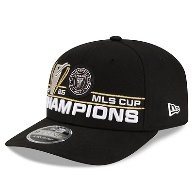 Men's New Era Black Inter Miami CF 2025 MLS Cup Champions Locker Room 9SEVENTY Adjustable Hat