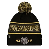 Bonnet à revers New Era noir pour homme, Inter Miami CF, champions de la Coupe MLS 2025, avec pompon.