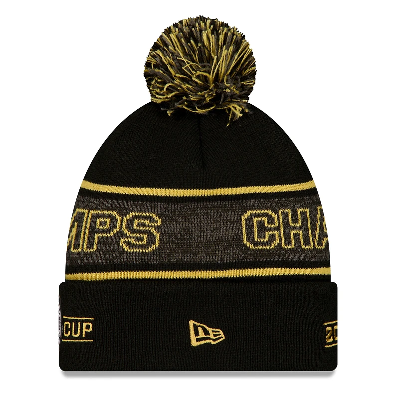 Men's New Era Black Inter Miami CF 2025 MLS Cup Champions Locker Room Cuffed Knit Hat with Pom