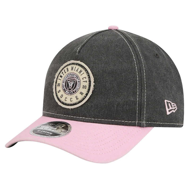 Casquette ajustable New Era Inter Miami CF noire pour homme, modèle Hook 9FORTY