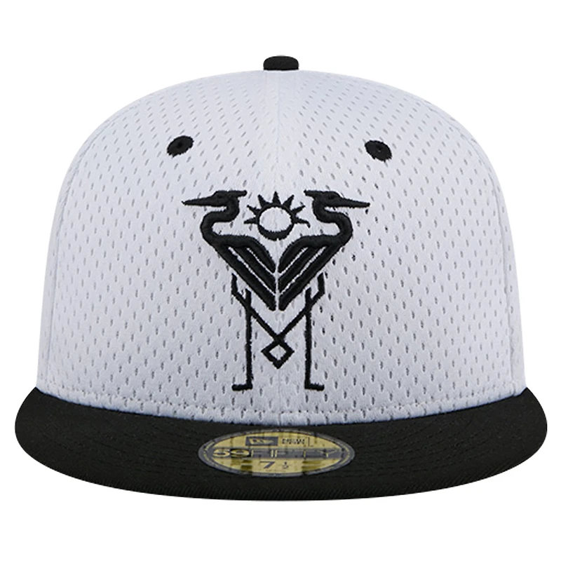 Men's New Era Gray Inter Miami CF Throwback Mesh 59FIFTY Fitted Hat