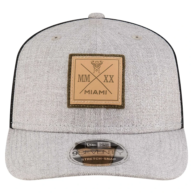 Casquette ajustable extensible à boutons-pression New Era Inter Miami CF 9SEVENTY gris chiné pour homme