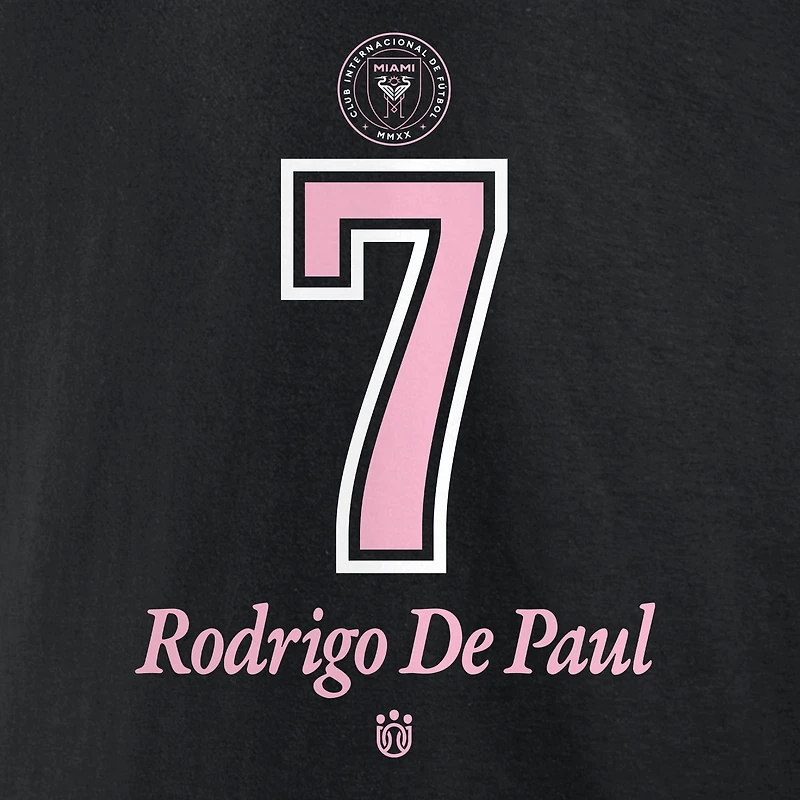 T-shirt noir pour homme Rodrigo de Paul Inter Miami CF Champions la Coupe MLS 2025, avec nom et numéro