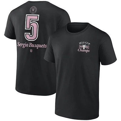 Men's Sergio Busquets Black Inter Miami CF 2025 MLS Cup Champions Name & Number T-Shirt
