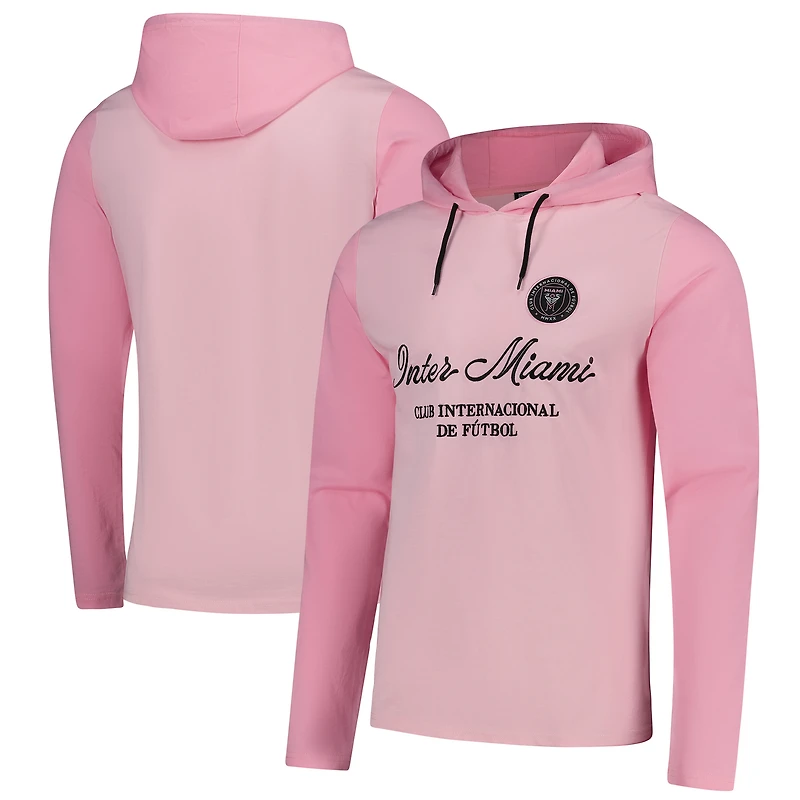 T-shirt à capuche manches longues et coupe décontractée pour homme avec maillot rose Inter Miami CF 2025 de Suède
