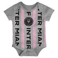 Newborn Black/Heather Gray/Pink Inter Miami CF Loyal Buddies 3-Pack Bodysuit Set