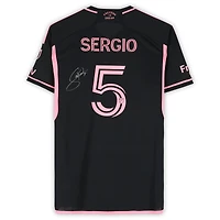 Maillot adidas noir dédicacé Sergio Busquets de l'Inter Miami CF, numéro 5, utilisé lors du match contre Columbus Crew le 2 octobre 2024 - Taille L