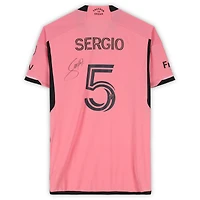 Maillot adidas rose dédicacé Sergio Busquets Inter Miami CF #5 contre New England Revolution le 19 octobre 2024 - Taille L