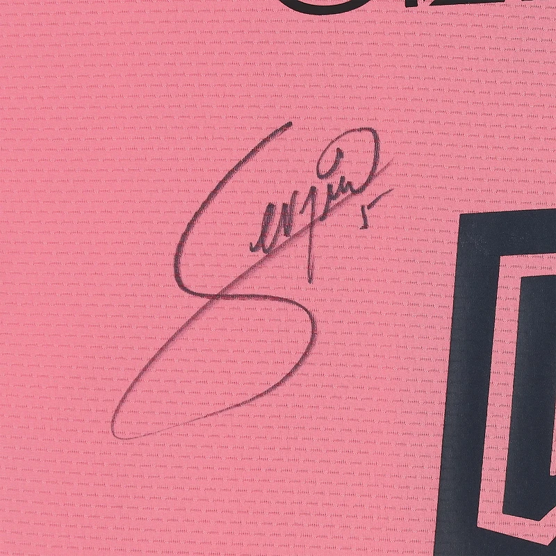Maillot adidas rose dédicacé Sergio Busquets Inter Miami CF #5 contre New England Revolution le 19 octobre 2024 - Taille L