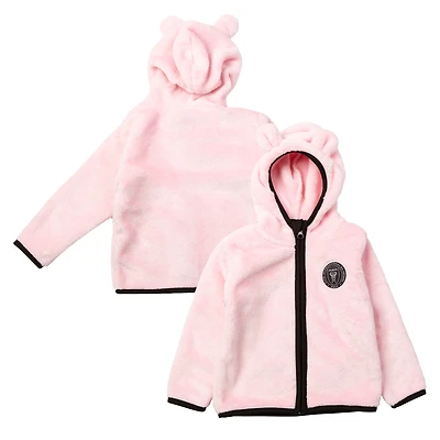 Toddler Sport Design Sweden Pink Inter Miami CF Tie-Breaker Teddy Full-Zip Hoodie