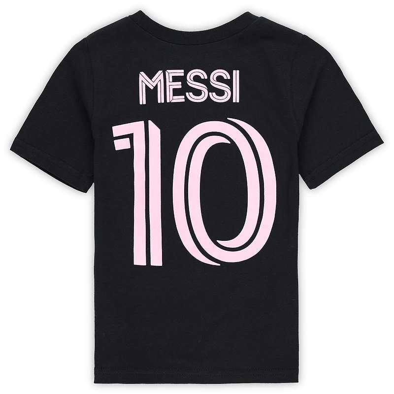 Toddler Lionel Messi Black Inter Miami CF Name & Number T-Shirt