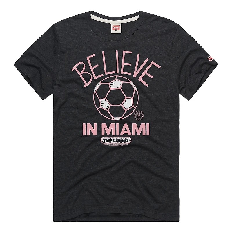T-shirt unisexe Hommage Charcoal Inter Miami CF MLS x Ted Lasso Believe Graphic Tri-Blend