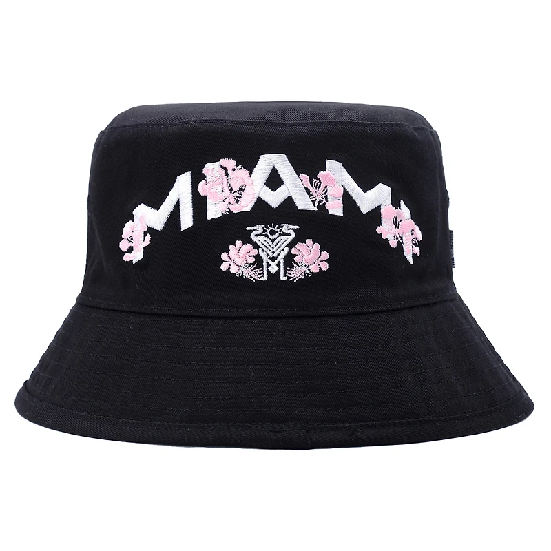 Bob réversible unisexe Live Breathe Futbol noir Inter Miami CF à motif floral