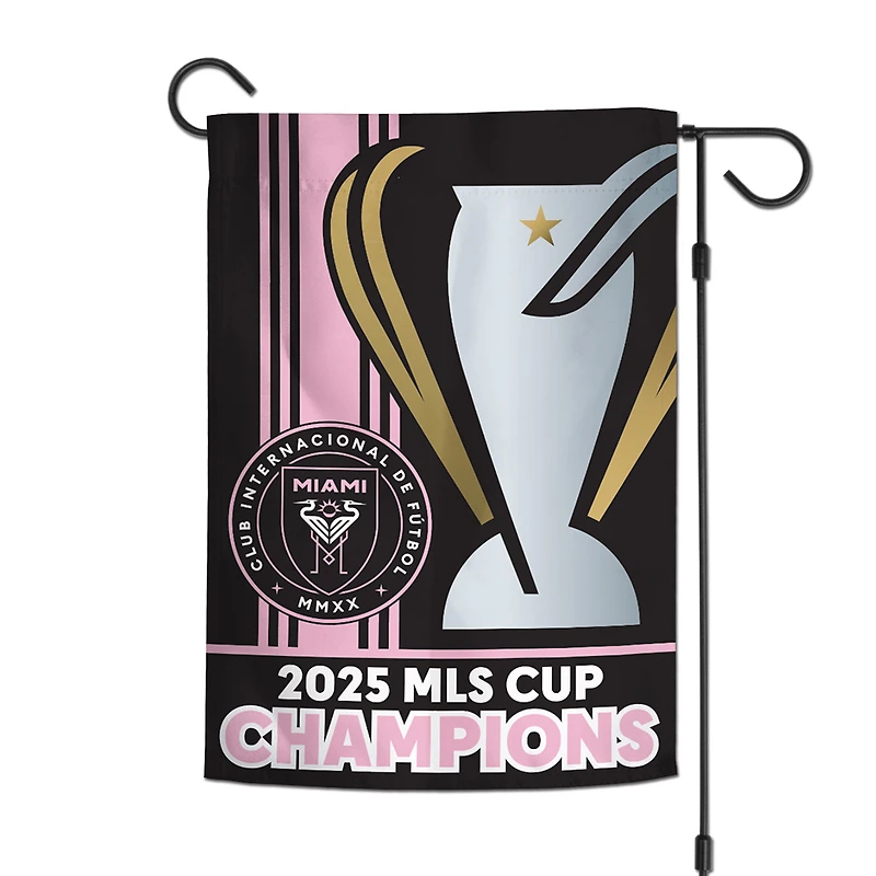 Drapeau de jardin double face WinCraft Inter Miami CF Champions de la Coupe MLS 2025, 30 x 45 cm