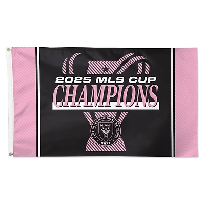 Drapeau de luxe simple face 90 x 150 cm (3' x 5') WinCraft Inter Miami CF, champions de la Coupe MLS 2025