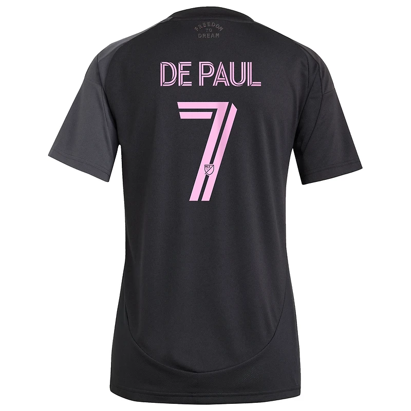 Maillot réplique du joueur adidas Rodrigo De Paul noir Inter Miami CF 2025 The Fortitude Kit pour femme